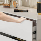 Commode à six tiroirs ultra-brillante avec design décalé (noir/blanc)