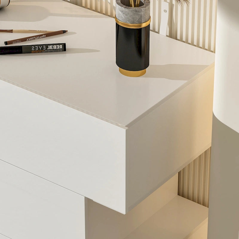 Commode à six tiroirs ultra-brillante avec design décalé (noir/blanc)