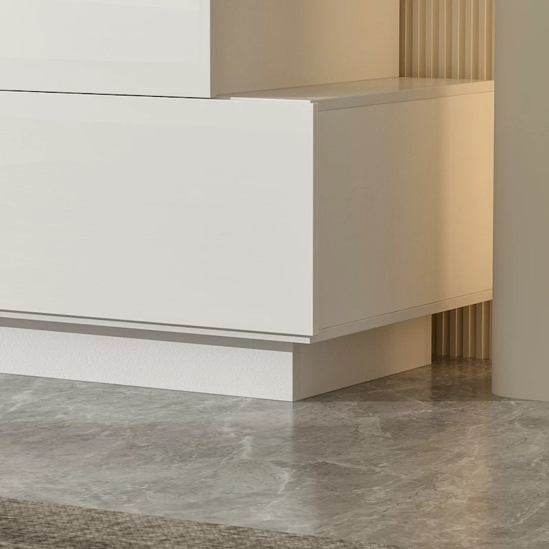 Commode à six tiroirs ultra-brillante avec design décalé (noir/blanc)
