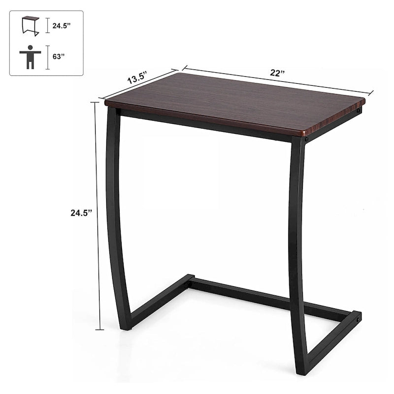 Table d'appoint en forme de C pour canapé ou fauteuil, table de collation, plateau de télévision