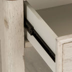 Table d'appoint réinventée blanc antique avec panier de style ferme