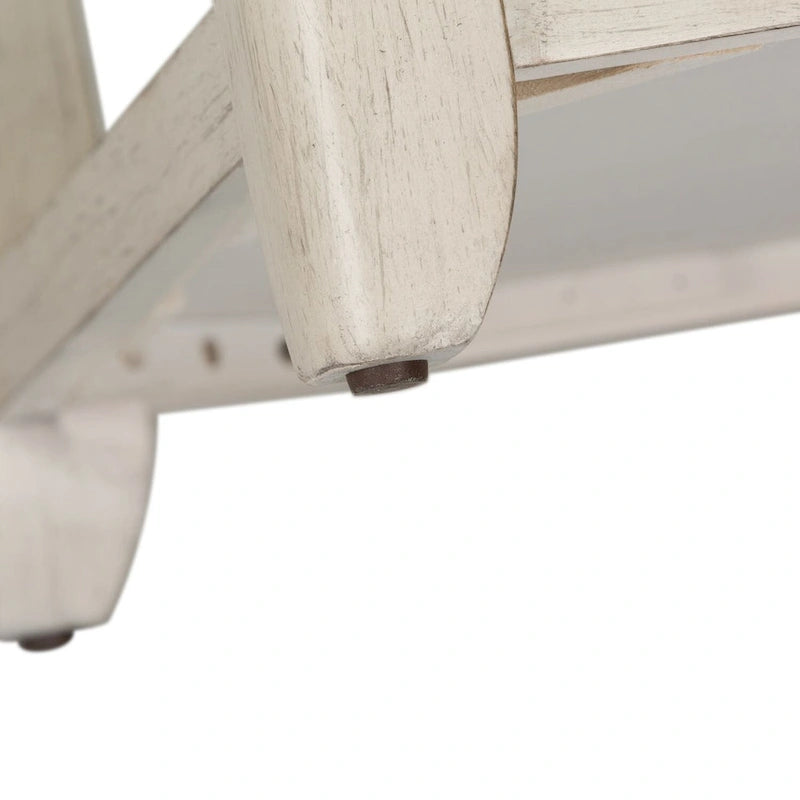 Table d'appoint réinventée blanc antique avec panier de style ferme