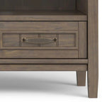 Meuble TV/multimédia contemporain WYNDENHALL Rowan en BOIS MASSIF, largeur 50 po, brun fumé, pour téléviseurs jusqu'à 55 po - 16p x 50l x 20h