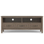 Meuble TV/multimédia contemporain WYNDENHALL Rowan en BOIS MASSIF, largeur 50 po, brun fumé, pour téléviseurs jusqu'à 55 po - 16p x 50l x 20h