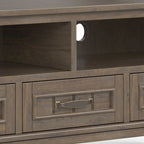 Meuble TV/multimédia contemporain WYNDENHALL Rowan en BOIS MASSIF, largeur 50 po, brun fumé, pour téléviseurs jusqu'à 55 po - 16p x 50l x 20h