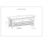 Meuble TV/multimédia contemporain WYNDENHALL Rowan en BOIS MASSIF, largeur 50 po, brun fumé, pour téléviseurs jusqu'à 55 po - 16p x 50l x 20h