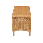Banc d'appoint Erla Bohème en rotin clair avec bordure festonnée