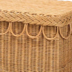 Banc d'appoint Erla Bohème en rotin clair avec bordure festonnée