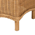 Banc d'appoint Erla Bohème en rotin clair avec bordure festonnée
