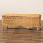 Banc d'appoint Erla Bohème en rotin clair avec bordure festonnée