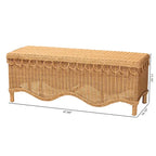 Banc d'appoint Erla Bohème en rotin clair avec bordure festonnée