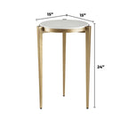 Table d'appoint Billie de 24 pouces de haut avec plateau en marbre véritable et accents blancs et dorés