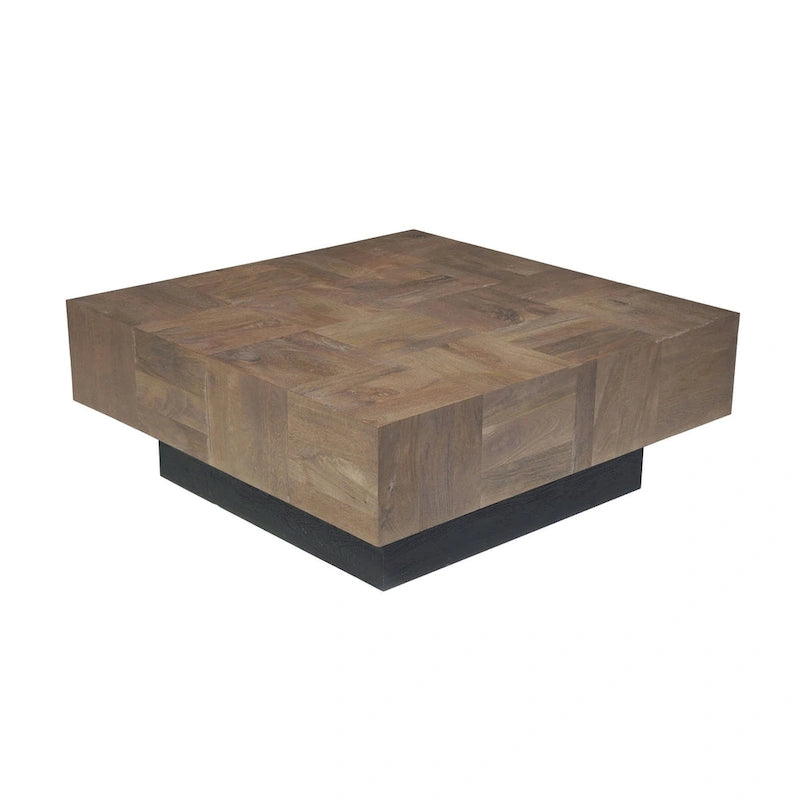 Table basse carrée en bois massif HomeRoots 40, marron foncé et noir