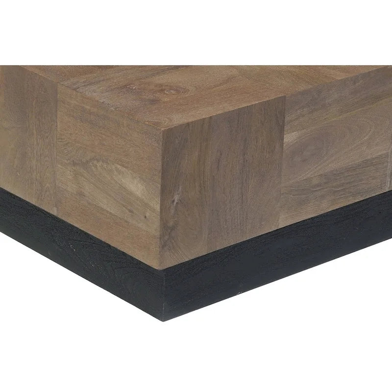Table basse carrée en bois massif HomeRoots 40, marron foncé et noir