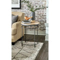 Table d'appoint ronde Fenway 22 en bois de manguier massif et métal - 56 cm (L) x 56 cm (l) x 63,5 cm (H)