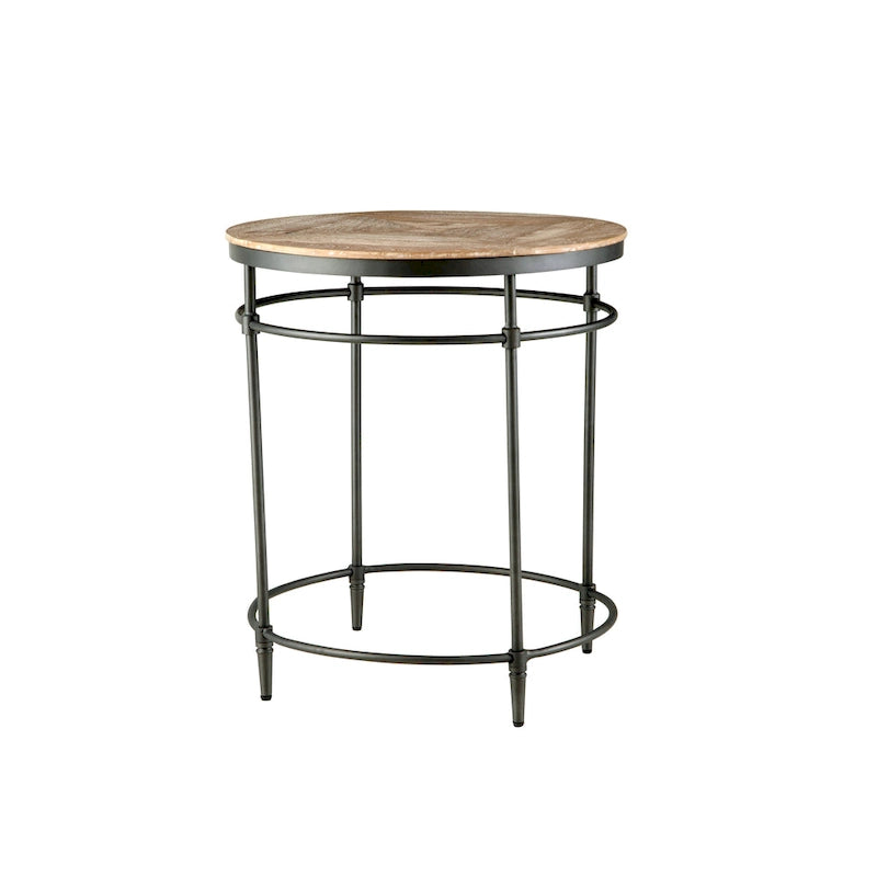 Table d'appoint ronde Fenway 22 en bois de manguier massif et métal - 56 cm (L) x 56 cm (l) x 63,5 cm (H)