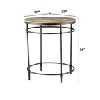Table d'appoint ronde Fenway 22 en bois de manguier massif et métal - 56 cm (L) x 56 cm (l) x 63,5 cm (H)