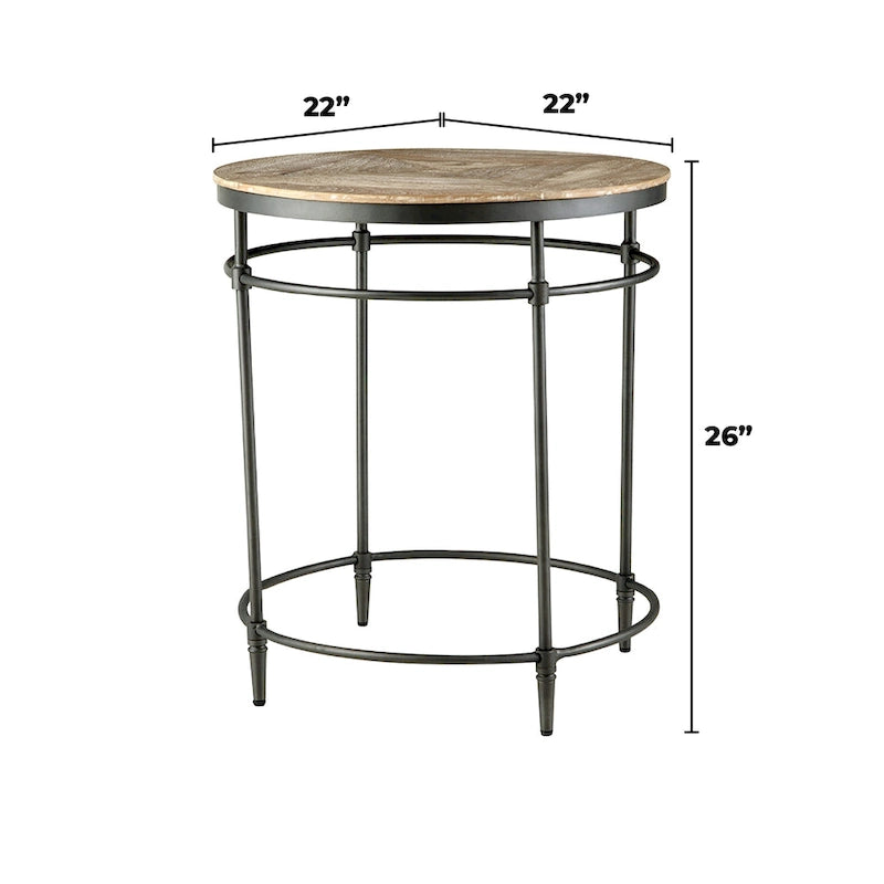 Table d'appoint ronde Fenway 22 en bois de manguier massif et métal - 56 cm (L) x 56 cm (l) x 63,5 cm (H)