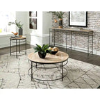 Table d'appoint ronde Fenway 22 en bois de manguier massif et métal - 56 cm (L) x 56 cm (l) x 63,5 cm (H)