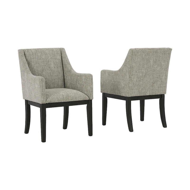 Chaise de salle à manger rembourrée Burkhaus marron foncé avec accoudoirs, lot de 2 - 21L x 24P x 36H