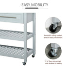 HOMCOM Chariot de service de cuisine avec plan de travail en acier inoxydable et roulettes, tiroirs et étagères – Gris