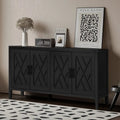 Buffet 4 portes en bois twill de style campagnard américain vintage pour salon, salle à manger ou entrée.