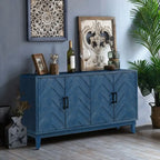 Buffet 4 portes en bois twill de style campagnard américain vintage pour salon, salle à manger ou entrée.