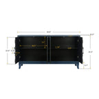 Buffet 4 portes en bois twill de style campagnard américain vintage pour salon, salle à manger ou entrée.