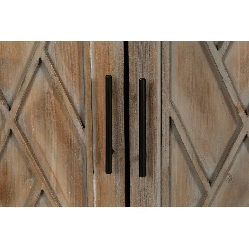 Buffet 4 portes en bois twill de style campagnard américain vintage pour salon, salle à manger ou entrée.