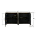Buffet 4 portes en bois twill de style campagnard américain vintage pour salon, salle à manger ou entrée.