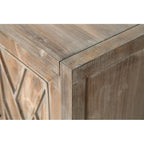 Buffet 4 portes en bois twill de style campagnard américain vintage pour salon, salle à manger ou entrée.