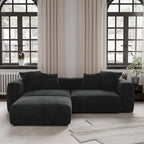 102 Canapé d'angle en velours côtelé, grand canapé sectionnel moderne et minimaliste