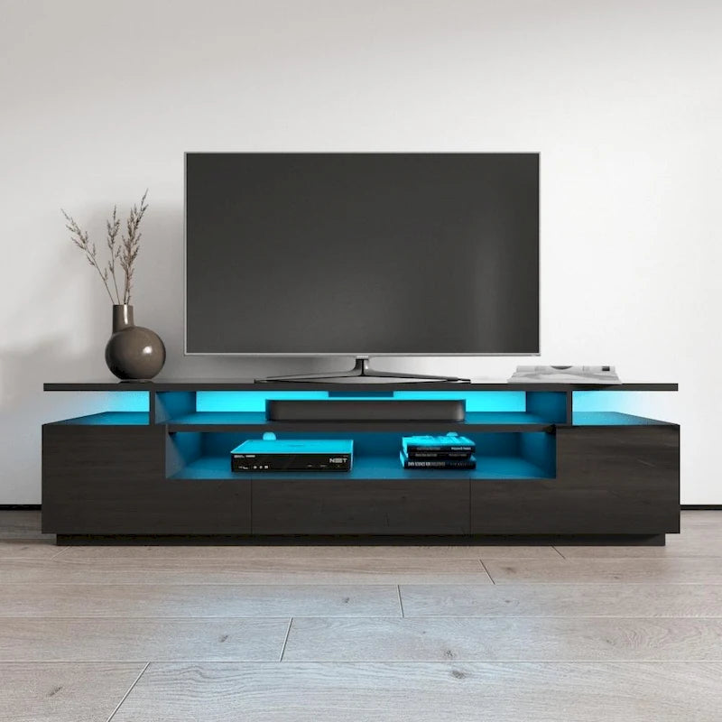Meuble TV haute brillance Strick & Bolton Sparkes de 195 cm avec éclairage LED