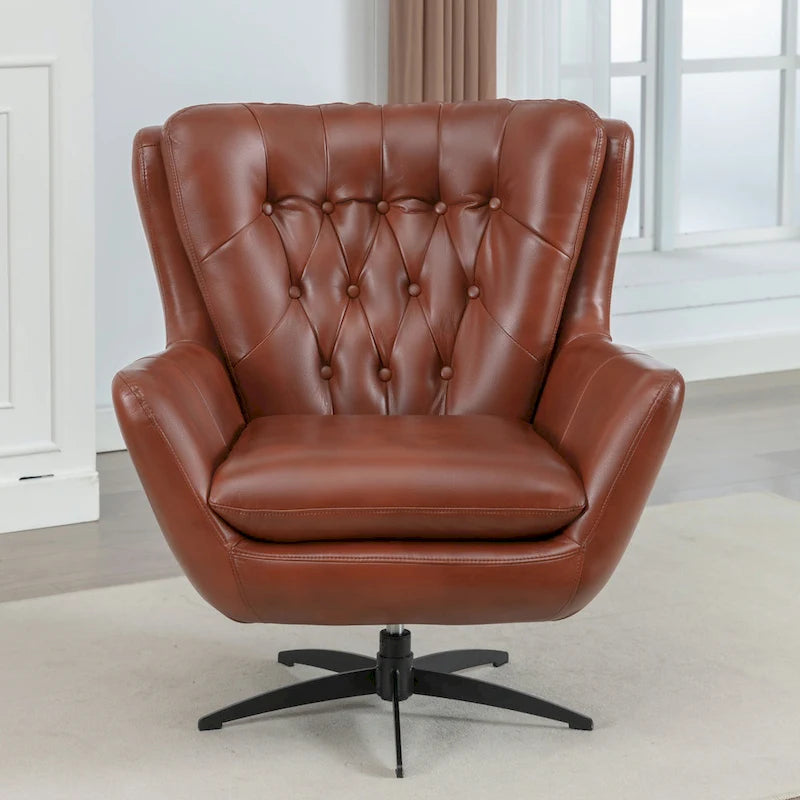 Fauteuil pivotant en similicuir capitonné Cleveland par Greyson Living
