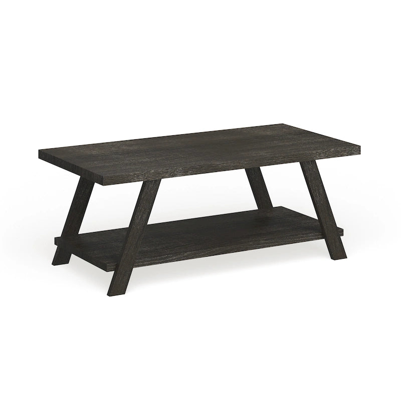 Roundhill Furniture The Gray Barn Cedar Ridge Table basse contemporaine en bois répliqué avec étagère