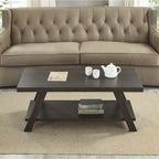 Roundhill Furniture The Gray Barn Cedar Ridge Table basse contemporaine en bois répliqué avec étagère