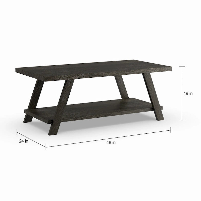 Roundhill Furniture The Gray Barn Cedar Ridge Table basse contemporaine en bois répliqué avec étagère