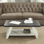 Roundhill Furniture The Gray Barn Cedar Ridge Table basse contemporaine en bois répliqué avec étagère