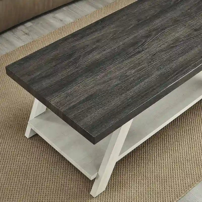 Roundhill Furniture The Gray Barn Cedar Ridge Table basse contemporaine en bois répliqué avec étagère