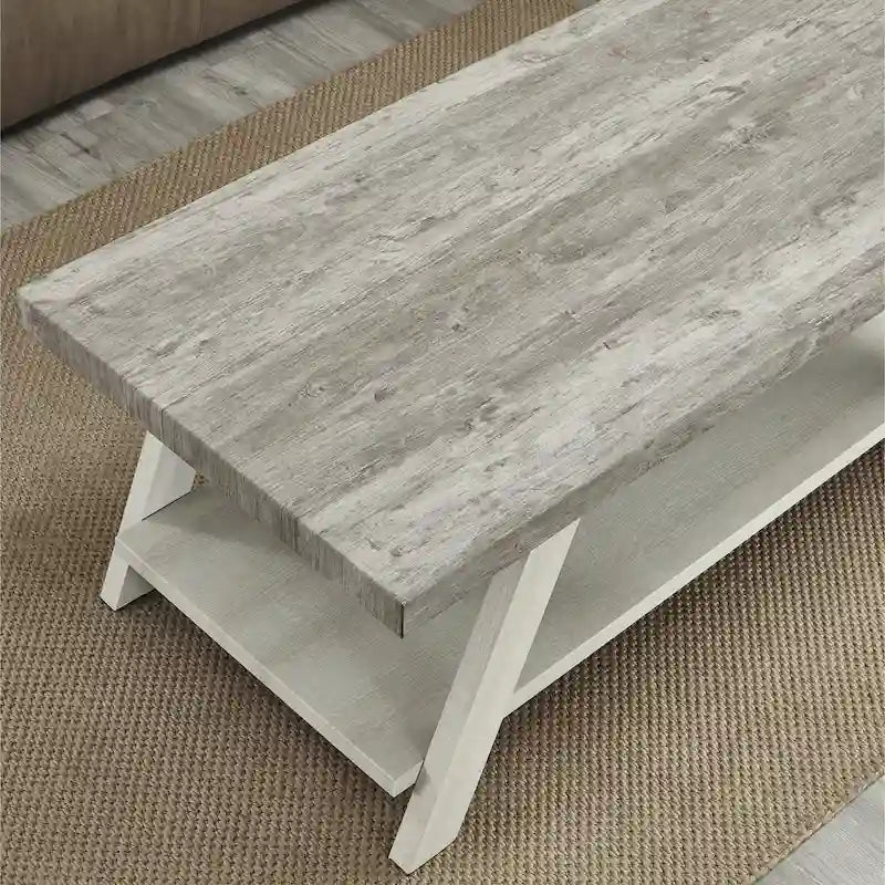 Roundhill Furniture The Gray Barn Cedar Ridge Table basse contemporaine en bois répliqué avec étagère