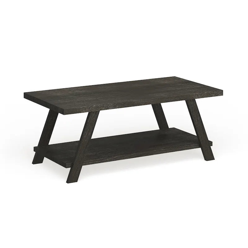 Roundhill Furniture The Gray Barn Cedar Ridge Table basse contemporaine en bois répliqué avec étagère