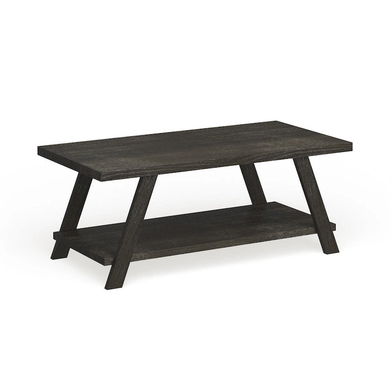 Roundhill Furniture The Gray Barn Cedar Ridge Table basse contemporaine en bois répliqué avec étagère