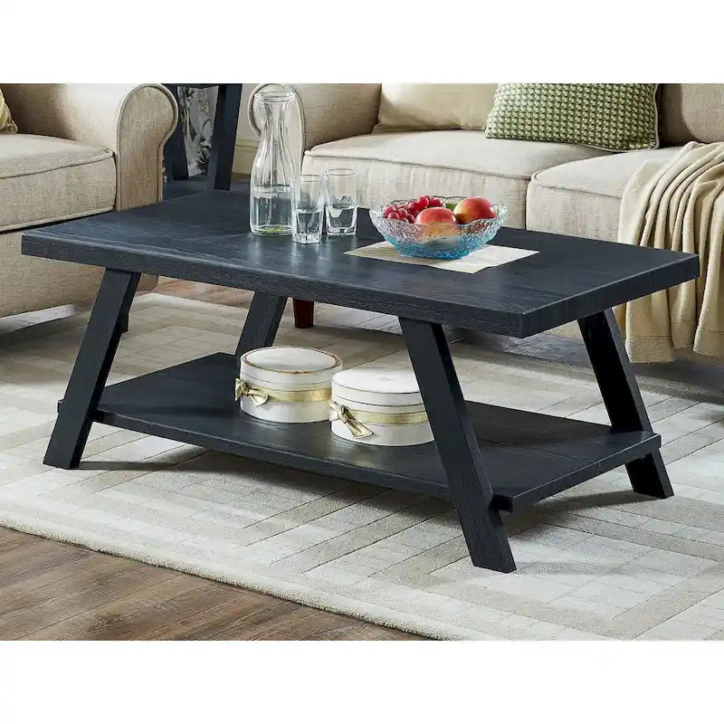 Roundhill Furniture The Gray Barn Cedar Ridge Table basse contemporaine en bois répliqué avec étagère