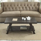Roundhill Furniture The Gray Barn Cedar Ridge Table basse contemporaine en bois répliqué avec étagère