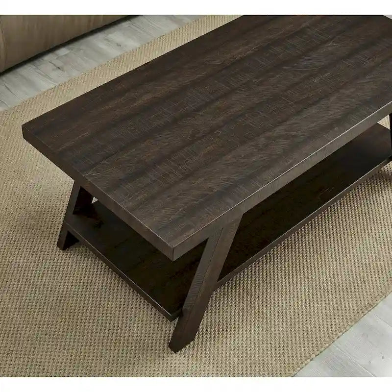 Roundhill Furniture The Gray Barn Cedar Ridge Table basse contemporaine en bois répliqué avec étagère