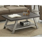 Roundhill Furniture The Gray Barn Cedar Ridge Table basse contemporaine en bois répliqué avec étagère