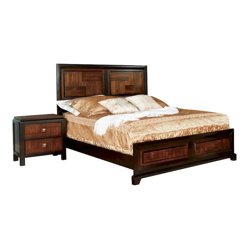 Ensemble de chambre à coucher Jupa Transitional en bois de noyer de 2 pièces par Furniture of America