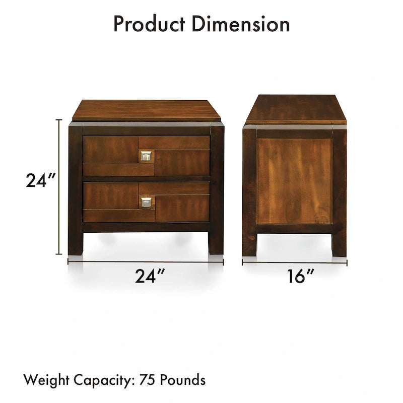 Ensemble de chambre à coucher Jupa Transitional en bois de noyer de 2 pièces par Furniture of America