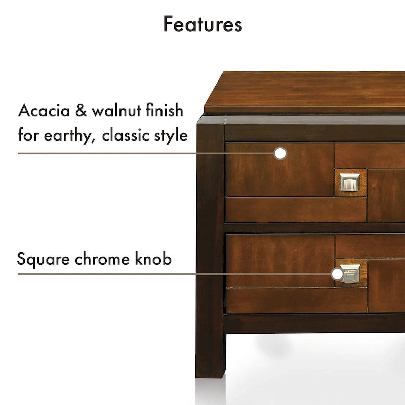 Ensemble de chambre à coucher Jupa Transitional en bois de noyer de 2 pièces par Furniture of America