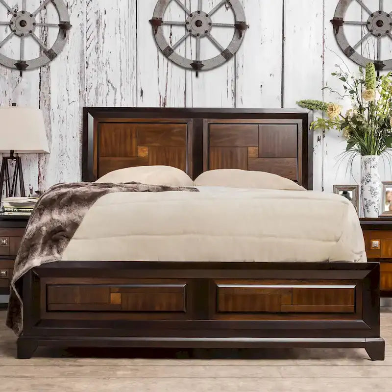 Ensemble de chambre à coucher Jupa Transitional en bois de noyer de 2 pièces par Furniture of America